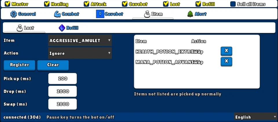 Loot — Switch: Loot · Tab: Item → Loot