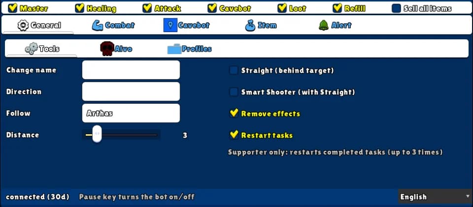 Tools — Tab: General → Tools