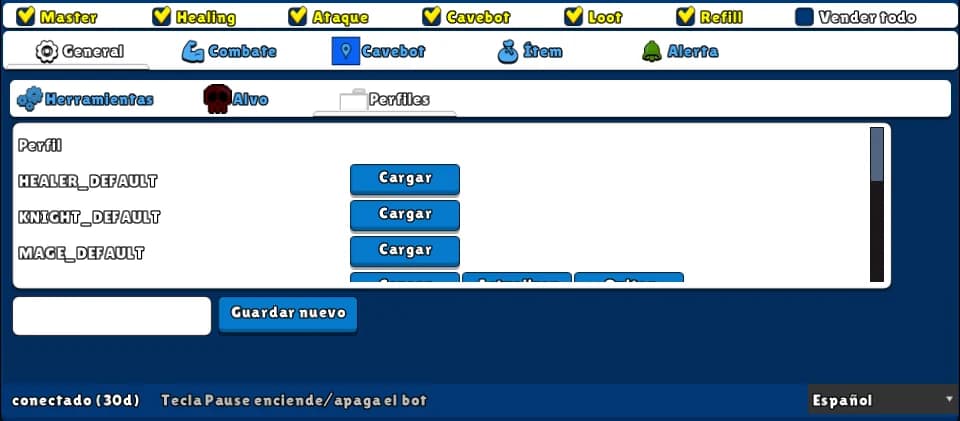 Perfiles — Pestaña: General → Perfiles