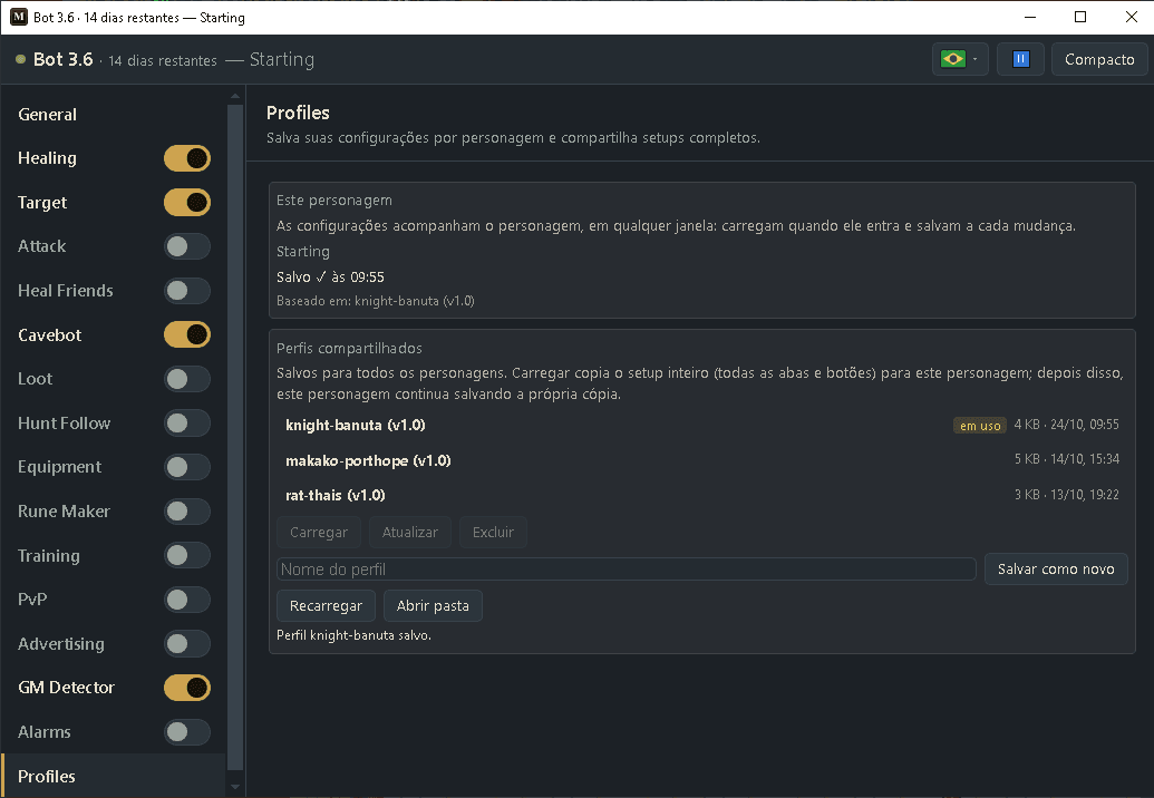 Guía del Minibia Bot: Profiles