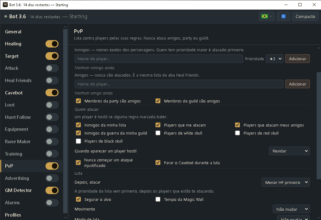 Guia do Minibia Bot: PvP